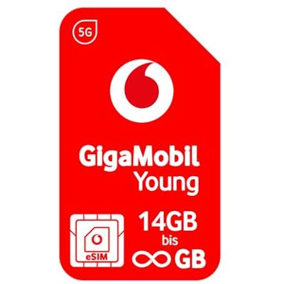 Vodafone GigaMobil Young eSIM Kies je 14 GB onbeperkt GB mobiele telefoontarief Meer continue gegevens 5G-netwerk Telefoon Flat Europese roaming Vodafone GigaMobil Young eSIM Kies je 14 GB onbeperkt GB mobiele telefoontarief Meer continue gegevens 5G-netwerk Telefoon Flat Europese roaming