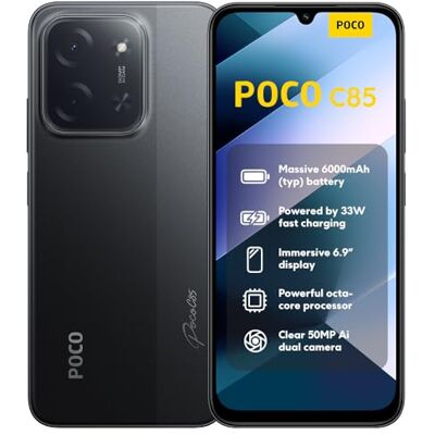 XIAOMI POCO C85, Smartphone 6 + 128 GB, 6,9 inch 120 Hz display 7,99 mm design, MediaTek Helio G81-Ultra Octa-Core, 50 MP AI Dual Camera, 6000 mAh, zwart, oplader niet inbegrepen XIAOMI POCO C85, Smartphone 6 + 128 GB, 6,9 inch 120 Hz display 7,99 mm design, MediaTek Helio G81-Ultra Octa-Core, 50 MP AI Dual Camera, 6000 mAh, zwart, oplader niet inbegrepen