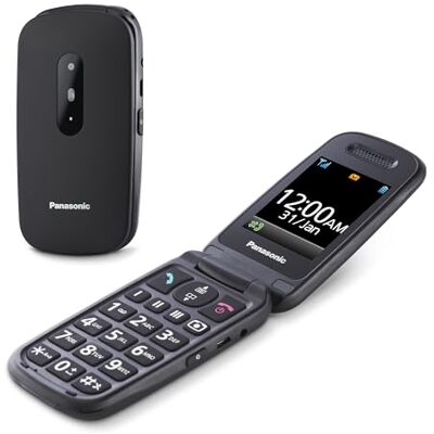 Panasonic KX-TU446EXB mobiele telefoon voor senioren, klaptelefoon zonder contract (SOS-noodoproepknop, schokbestendig, spraakversterker, aparte grote toetsen, groot lettertype en nummerweergave Panasonic KX-TU446EXB mobiele telefoon voor senioren, klaptelefoon zonder contract (SOS-noodoproepknop, schokbestendig, spraakversterker, aparte grote toetsen, groot lettertype en nummerweergave