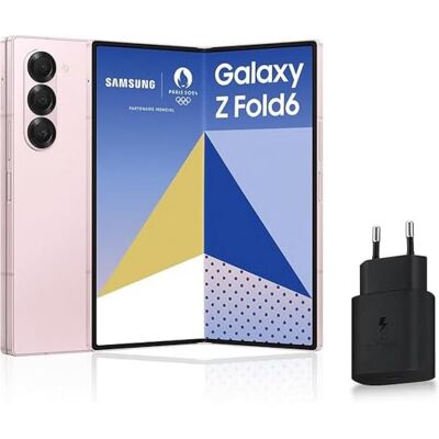 Samsung Galaxy Z Fold6, 5G Android smartphone met Galaxy AI, 256 GB, snellader 25 W inbegrepen, smartphone ontgrendeld, roze, Franse versie Samsung Galaxy Z Fold6, 5G Android smartphone met Galaxy AI, 256 GB, snellader 25 W inbegrepen, smartphone ontgrendeld, roze, Franse versie