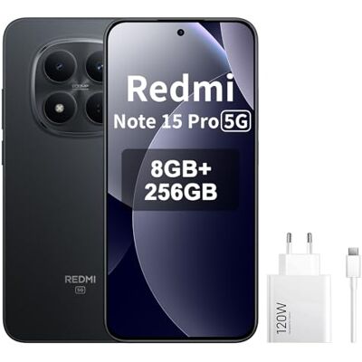 Xiaomi Redmi Note 15 Pro 5G Smartphone 8 + 256 GB 6580 mAh batterij, IP66/IP68 bescherming tegen stof en water, nieuwe 200 MP camera, 6,83 inch AMOLED-display, zwart, HyperCharge 120 combo Xiaomi Redmi Note 15 Pro 5G Smartphone 8 + 256 GB 6580 mAh batterij, IP66/IP68 bescherming tegen stof en water, nieuwe 200 MP camera, 6,83 inch AMOLED-display, zwart, HyperCharge 120 combo