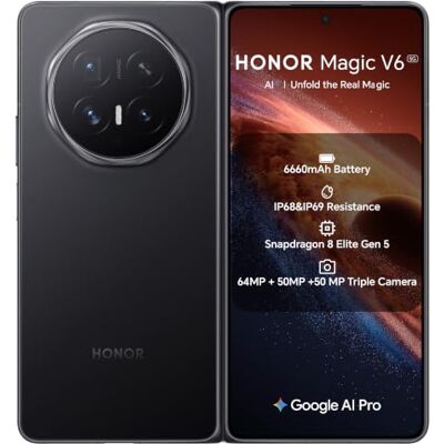 HONOR Magic V6 5G (PNM-N49) 512 Go de stockage 16 Go de RAM Smartphone pliable débloqué en usine Android 16 (Noir) HONOR Magic V6 5G (PNM-N49) 512 Go de stockage 16 Go de RAM Smartphone pliable débloqué en usine Android 16 (Noir)