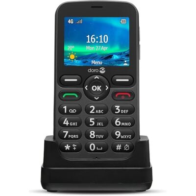 Doro 5860 ontgrendelde mobiele telefoon voor senioren met 4G (LTE + 3G + 2G), digitale gesprekstoetsen, camera, hulpknop, laadstation, zwart, ideaal voor senioren Doro 5860 ontgrendelde mobiele telefoon voor senioren met 4G (LTE + 3G + 2G), digitale gesprekstoetsen, camera, hulpknop, laadstation, zwart, ideaal voor senioren