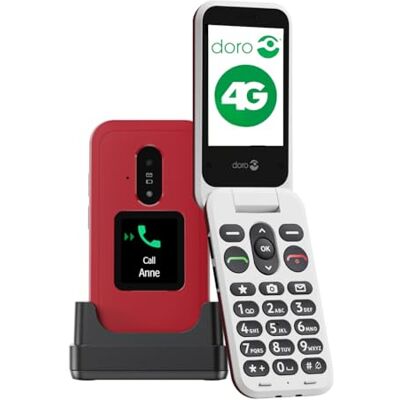 Doro Klaptelefoon Leva E30 4G Senioren – groot display 2,8 inch – extern display, contrasterende toetsen, luid en helder geluid, camera – veilige knop – met laadstation – rood/wit Doro Klaptelefoon Leva E30 4G Senioren – groot display 2,8 inch – extern display, contrasterende toetsen, luid en helder geluid, camera – veilige knop – met laadstation – rood/wit