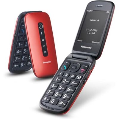 Panasonic KX-TU550EXR Mobiele telefoon met klapdeksel, 4G, 2,8 inch groot display, 1,2 MP camera, 290 uur batterijduur, rood Panasonic KX-TU550EXR Mobiele telefoon met klapdeksel, 4G, 2,8 inch groot display, 1,2 MP camera, 290 uur batterijduur, rood
