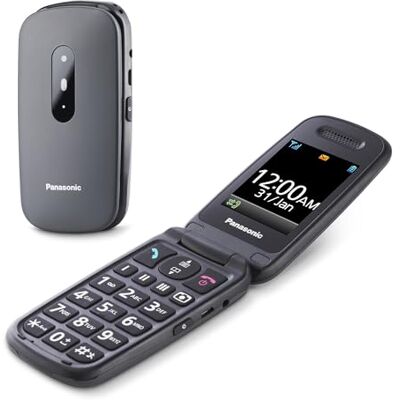 Panasonic KX-TU446EXG mobiele telefoon voor senioren, klaptelefoon zonder contract (SOS-noodoproepknop, schokbestendig, spraakversterker, aparte grote toetsen, groot lettertype en Panasonic KX-TU446EXG mobiele telefoon voor senioren, klaptelefoon zonder contract (SOS-noodoproepknop, schokbestendig, spraakversterker, aparte grote toetsen, groot lettertype en