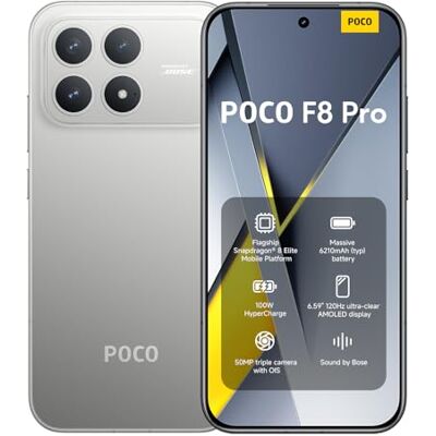 Xiaomi POCO F8 Pro Smartphone 12 + 256 GB Titanium 6210 mAh (type) batterij 6,59 inch 120 Hz AMOLED-display, 50 MP drievoudige camera 60 mm telefoon, geluid door Bose, Flagship Snapdragon 8 Elite Xiaomi POCO F8 Pro Smartphone 12 + 256 GB Titanium 6210 mAh (type) batterij 6,59 inch 120 Hz AMOLED-display, 50 MP drievoudige camera 60 mm telefoon, geluid door Bose, Flagship Snapdragon 8 Elite