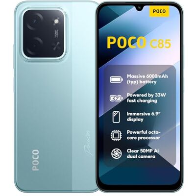 XIAOMI POCO C85, Smartphone 6 + 128 GB, 6,9 inch 120 Hz display 7,99 mm design, MediaTek Helio G81-Ultra Octa-Core, 50 MP AI dual camera, 6000 mAh, groen, oplader niet inbegrepen XIAOMI POCO C85, Smartphone 6 + 128 GB, 6,9 inch 120 Hz display 7,99 mm design, MediaTek Helio G81-Ultra Octa-Core, 50 MP AI dual camera, 6000 mAh, groen, oplader niet inbegrepen