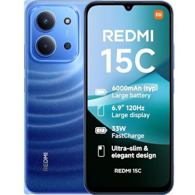XIAOMI Redmi 15C 4G Smartphone 4 GB + 256 GB, massief 6000 mAh batterij, 120 Hz 6,9 inch display, stijlvol design, 50 MP AI Dual Camera, 33 W Fast Charging Moonlight Blue (2 jaar garantie + geen in-box oplader) XIAOMI Redmi 15C 4G Smartphone 4 GB + 256 GB, massief 6000 mAh batterij, 120 Hz 6,9 inch display, stijlvol design, 50 MP AI Dual Camera, 33 W Fast Charging Moonlight Blue (2 jaar garantie + geen in-box oplader)