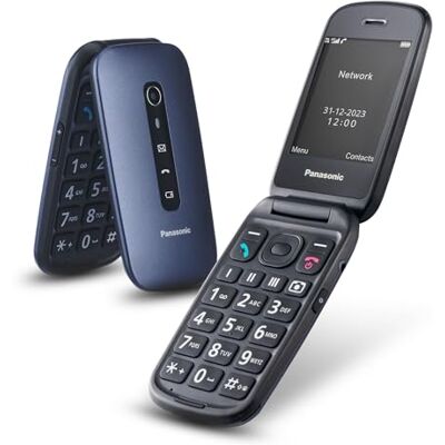 Panasonic KX-TU550EXC Mobiele telefoon met klapdeksel, 4G, 2,8 inch groot display, 1,2 MP camera, 290 uur batterijduur, blauw Panasonic KX-TU550EXC Mobiele telefoon met klapdeksel, 4G, 2,8 inch groot display, 1,2 MP camera, 290 uur batterijduur, blauw