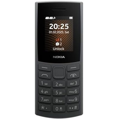 Nokia 105 4G 2025 4G mobiele telefoon, zwart, Dual SIM, 1,8 inch display, 1020 mAh batterij, FM-radio Nokia 105 4G 2025 4G mobiele telefoon, zwart, Dual SIM, 1,8 inch display, 1020 mAh batterij, FM-radio