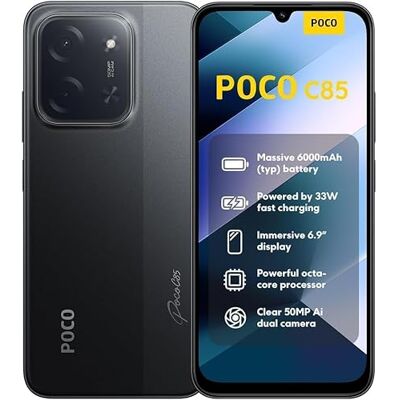 XIAOMI POCO C85, Smartphone 8 + 256 GB, 6,9 inch 120 Hz display 7,99 mm design, MediaTek Helio G81-Ultra Octa-Core, 50 MP AI Dual Camera, 6000 mAh, zwart, oplader niet inbegrepen XIAOMI POCO C85, Smartphone 8 + 256 GB, 6,9 inch 120 Hz display 7,99 mm design, MediaTek Helio G81-Ultra Octa-Core, 50 MP AI Dual Camera, 6000 mAh, zwart, oplader niet inbegrepen