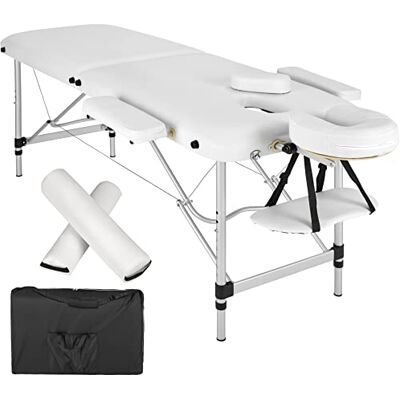 tectake Inklapbare en in hoogte verstelbare massagetafel, professionele esthetische tafel van aluminium, professionele fysiotherapietafel, chiromassage, tatoeages, 2 zones, met kussens en tas: tectake Inklapbare en in hoogte verstelbare massagetafel, professionele esthetische tafel van aluminium, professionele fysiotherapietafel, chiromassage, tatoeages, 2 zones, met kussens en tas: