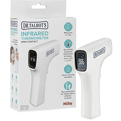 Dr. Talbot's Easy Handle Non-Contact Infrarood Thermometer Met LED-Scherm, Koorts Waarschuwing Indicator, Reading Voor Baby, Kinderen En Volwassenen, Wit Dr. Talbot's Easy Handle Non-Contact Infrarood Thermometer Met LED-Scherm, Koorts Waarschuwing Indicator, Reading Voor Baby, Kinderen En Volwassenen, Wit