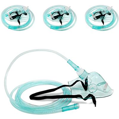 foqitoxi Set van 3 Europese standaard zuurstofmaskers voor volwassenen met 6,6 inch buizen en verstelbare elastische band O2 ademmasker foqitoxi Set van 3 Europese standaard zuurstofmaskers voor volwassenen met 6,6 inch buizen en verstelbare elastische band O2 ademmasker
