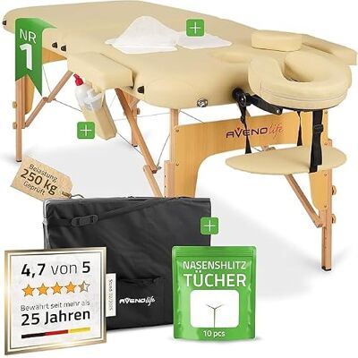 HABYS Sofia Light Opvouwbare massagetafel van hout met 2 zones, massagetafel met volledige uitrusting, 185 x 60 x 85 cm, tot 250 kg, armleuningen, hoofdsteun, draagtas, MDR-gecertificeerd, beige HABYS Sofia Light Opvouwbare massagetafel van hout met 2 zones, massagetafel met volledige uitrusting, 185 x 60 x 85 cm, tot 250 kg, armleuningen, hoofdsteun, draagtas, MDR-gecertificeerd, beige