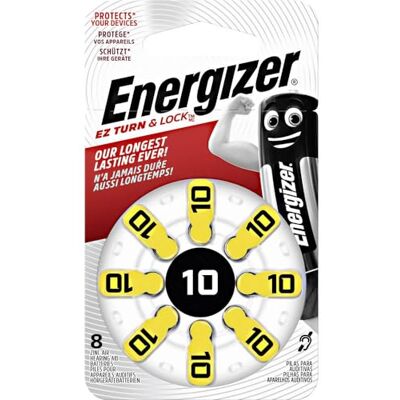Energizer gehoorapparaat batterijen, maat 10, gele tong (8 stuks) Energizer gehoorapparaat batterijen, maat 10, gele tong (8 stuks)