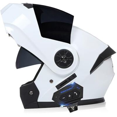 Frcychri Motorhelm met Bluetooth-module, ECE/DOT-goedgekeurd, integraalhelm voor, integraalhelm voor cruisers en bromfietsen, uniseks helm zonneklep W, L Frcychri Motorhelm met Bluetooth-module, ECE/DOT-goedgekeurd, integraalhelm voor, integraalhelm voor cruisers en bromfietsen, uniseks helm zonneklep W, L