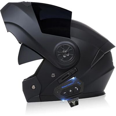 Frcychri Modulaire Bluetooth-motorhelm, ECE/DOT-goedgekeurd, opvouwbare volledige gezichtshelm, volledige gezichtshelm, voor cruisers en bromfietsen, uniseks helm zonneklep F, S Frcychri Modulaire Bluetooth-motorhelm, ECE/DOT-goedgekeurd, opvouwbare volledige gezichtshelm, volledige gezichtshelm, voor cruisers en bromfietsen, uniseks helm zonneklep F, S