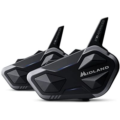 Midland BTR1 Advanced Twin C1529.01, dubbele intercom voor motorfiets, bluetooth, IPX6 waterdicht, ruisonderdrukking, tot 4 personen, 23 uur batterij, bereik tot 1,2 km Midland BTR1 Advanced Twin C1529.01, dubbele intercom voor motorfiets, bluetooth, IPX6 waterdicht, ruisonderdrukking, tot 4 personen, 23 uur batterij, bereik tot 1,2 km