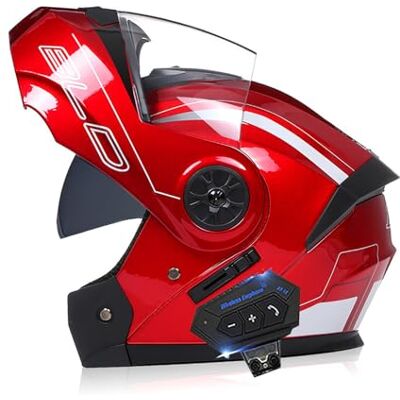 Frcychri Motorhelm met Bluetooth-module, ECE/DOT-goedgekeurd, integraalhelm voor, integraalhelm voor cruisers en bromfietsen, uniseks, zonneklep I, L Frcychri Motorhelm met Bluetooth-module, ECE/DOT-goedgekeurd, integraalhelm voor, integraalhelm voor cruisers en bromfietsen, uniseks, zonneklep I, L