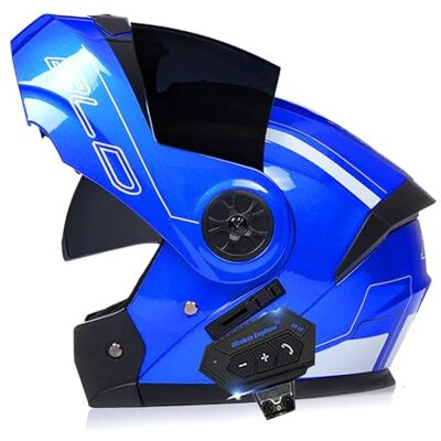 Frcychri Modulaire Bluetooth-motorhelm, ECE/DOT-goedgekeurd, opvouwbare helm voor volledig gezicht, helm voor cruisers en bromfietsen, uniseks helm zonneklep M, XL Frcychri Modulaire Bluetooth-motorhelm, ECE/DOT-goedgekeurd, opvouwbare helm voor volledig gezicht, helm voor cruisers en bromfietsen, uniseks helm zonneklep M, XL