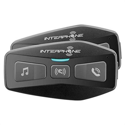 Interphone UCOM2TP DUBBEL Bluetooth 5.0 helmintercom voor motorfietsen, voor gebruik door berijder, afstand 600 meter, autonomie tot 12 uur, mp3, gps, waterdicht IP67, universeel, set van 2 Interphone UCOM2TP DUBBEL Bluetooth 5.0 helmintercom voor motorfietsen, voor gebruik door berijder, afstand 600 meter, autonomie tot 12 uur, mp3, gps, waterdicht IP67, universeel, set van 2