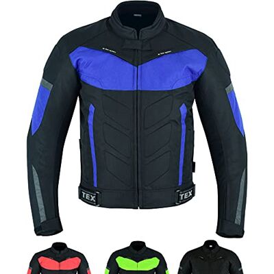 Texpeed Goedgekeurd herenjack met bescherming Cordura waterdicht winter/zomer kort bikerjack met CE-uitrusting (EN 1621-1) blauw L L Texpeed Goedgekeurd herenjack met bescherming Cordura waterdicht winter/zomer kort bikerjack met CE-uitrusting (EN 1621-1) blauw L L
