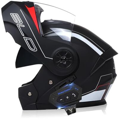 Frcychri Modulaire Bluetooth-motorhelm, ECE/DOT-goedgekeurd, opvouwbare helm voor volledig gezicht, helm voor cruisers en bromfietsen, uniseks helm zonneklep X, groot Frcychri Modulaire Bluetooth-motorhelm, ECE/DOT-goedgekeurd, opvouwbare helm voor volledig gezicht, helm voor cruisers en bromfietsen, uniseks helm zonneklep X, groot