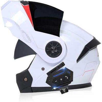 Frcychri Modulaire Bluetooth-motorhelm, ECE/DOT-goedgekeurd, opvouwbare helm voor volledig gezicht, helm voor cruisers en bromfietsen, uniseks helm Q-zonneklep, klein Frcychri Modulaire Bluetooth-motorhelm, ECE/DOT-goedgekeurd, opvouwbare helm voor volledig gezicht, helm voor cruisers en bromfietsen, uniseks helm Q-zonneklep, klein