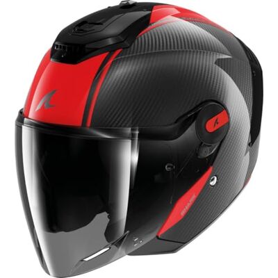 Shark , Motorhelm Jet Carbon Skin Red Carbon DRD Shark , Motorhelm Jet Carbon Skin Red Carbon DRD