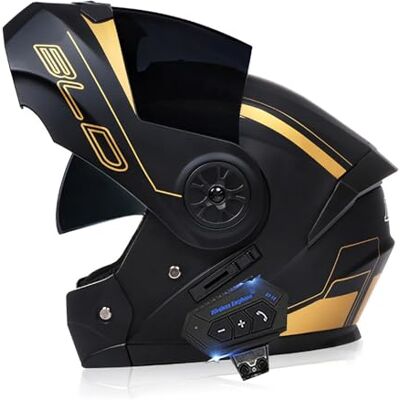 Frcychri Modulaire Bluetooth-motorhelm, ECE/DOT-goedgekeurd, opvouwbare helm voor volledig gezicht, helm voor cruisers en bromfietsen, uniseks helm zonneklep T, XL Frcychri Modulaire Bluetooth-motorhelm, ECE/DOT-goedgekeurd, opvouwbare helm voor volledig gezicht, helm voor cruisers en bromfietsen, uniseks helm zonneklep T, XL