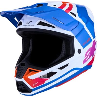 Alpinestars S-M7 Core Casque de motocross, blanc/bleu/orange, XL (61/62) Alpinestars S-M7 Core Casque de motocross, blanc/bleu/orange, XL (61/62)