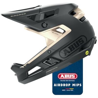 ABUS AirDrop MIPS Integraalhelm, zwart/goud, maat L/XL Fietshelm met kinbescherming, verstelsysteem, akoestische kanalen, 17 ventilatieopeningen ABUS AirDrop MIPS Integraalhelm, zwart/goud, maat L/XL Fietshelm met kinbescherming, verstelsysteem, akoestische kanalen, 17 ventilatieopeningen