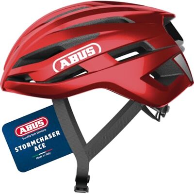 ABUS StormChaser ACE, lichte racefietshelm, Red Performance, L Fietshelm voor races, gravel en cyclocross, met Acti-versterking, voor dames en heren ABUS StormChaser ACE, lichte racefietshelm, Red Performance, L Fietshelm voor races, gravel en cyclocross, met Acti-versterking, voor dames en heren