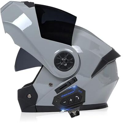 Frcychri Modulaire Bluetooth-motorhelm, ECE/DOT-goedgekeurd, opvouwbare helm voor volledig gezicht, helm voor cruisers en bromfietsen, uniseks helm zonneklep B, XL Frcychri Modulaire Bluetooth-motorhelm, ECE/DOT-goedgekeurd, opvouwbare helm voor volledig gezicht, helm voor cruisers en bromfietsen, uniseks helm zonneklep B, XL