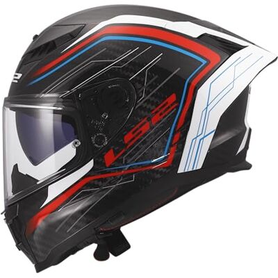 LS2 FF807 Dragon Integraalhelm Subic glanzend wit blauw rood carbon zwart LS2 FF807 Dragon Integraalhelm Subic glanzend wit blauw rood carbon zwart