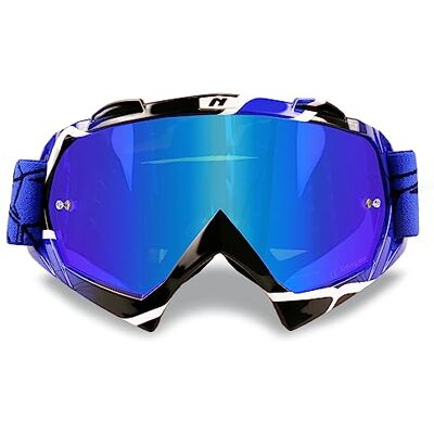 NENKI MX Goggles NK-1019 Motocross Goggle (Techline Blue, Iridium Blue Lens) NENKI MX Goggles NK-1019 Motocross Goggle (Techline Blue, Iridium Blue Lens)