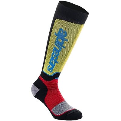 Alpinestars Mx Plus Technische MX-sokken, uniseks, 1 stuk, Zwart Rood Lichtblauw L Alpinestars Mx Plus Technische MX-sokken, uniseks, 1 stuk, Zwart Rood Lichtblauw L