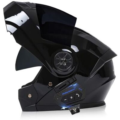 Frcychri Modulaire Bluetooth-motorhelm, ECE/DOT-goedgekeurd, opvouwbare helm voor volledig gezicht, helm voor cruisers en bromfietsen, uniseks helm zonneklep D, klein Frcychri Modulaire Bluetooth-motorhelm, ECE/DOT-goedgekeurd, opvouwbare helm voor volledig gezicht, helm voor cruisers en bromfietsen, uniseks helm zonneklep D, klein