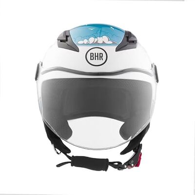 BHR 838 Halfjet motorhelm voor kinderen, ECE 22.06 goedgekeurd, krasbestendig vizier en micrometrische ontgrendeling BHR 838 Halfjet motorhelm voor kinderen, ECE 22.06 goedgekeurd, krasbestendig vizier en micrometrische ontgrendeling