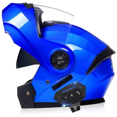 Frcychri Modulaire Bluetooth-motorhelm, ECE/DOT-goedgekeurd, opvouwbare helm voor volledig gezicht, helm voor cruisers en bromfietsen, uniseks helm zonneklep K, klein Frcychri Modulaire Bluetooth-motorhelm, ECE/DOT-goedgekeurd, opvouwbare helm voor volledig gezicht, helm voor cruisers en bromfietsen, uniseks helm zonneklep K, klein