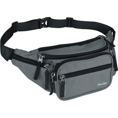 ProCase Waterdichte heuptas voor dames en heren, kleine nylon heuptas met 6 zakken met ritssluiting voor buiten, reizen, sport, wandelen, joggen, wandelen met de hond, grijs., M, Klassiek en praktisch ProCase Waterdichte heuptas voor dames en heren, kleine nylon heuptas met 6 zakken met ritssluiting voor buiten, reizen, sport, wandelen, joggen, wandelen met de hond, grijs., M, Klassiek en praktisch