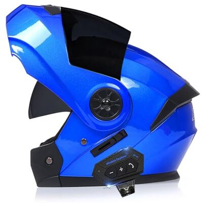 Frcychri Modulaire Bluetooth-motorhelm, ECE/DOT-goedgekeurd, opvouwbare helm voor volledig gezicht, helm voor cruisers en bromfietsen, uniseks helm zonneklep L, groot Frcychri Modulaire Bluetooth-motorhelm, ECE/DOT-goedgekeurd, opvouwbare helm voor volledig gezicht, helm voor cruisers en bromfietsen, uniseks helm zonneklep L, groot