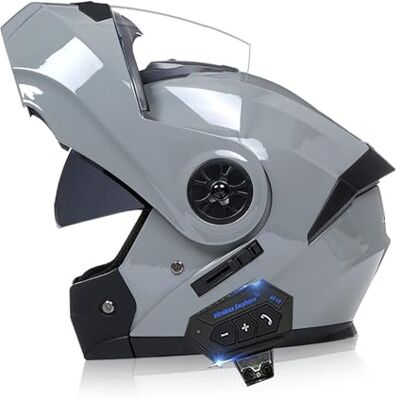 Frcychri Modulaire Bluetooth-motorhelm, ECE/DOT-goedgekeurd, opvouwbare helm voor volledig gezicht, helm voor cruisers en bromfietsen, uniseks helm zonneklep A, XL Frcychri Modulaire Bluetooth-motorhelm, ECE/DOT-goedgekeurd, opvouwbare helm voor volledig gezicht, helm voor cruisers en bromfietsen, uniseks helm zonneklep A, XL
