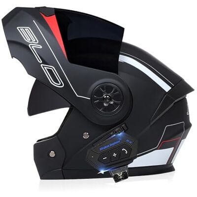 Frcychri Modulaire Bluetooth-motorhelm, ECE/DOT-goedgekeurd, opvouwbare helm voor volledig gezicht, helm voor cruisers en bromfietsen, uniseks helm zonneklep, XL Frcychri Modulaire Bluetooth-motorhelm, ECE/DOT-goedgekeurd, opvouwbare helm voor volledig gezicht, helm voor cruisers en bromfietsen, uniseks helm zonneklep, XL
