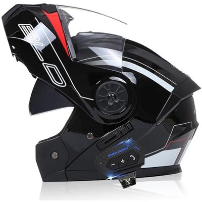 Frcychri Motorhelm met Bluetooth-module, ECE/DOT-goedgekeurd, integraalhelm voor, integraalhelm voor cruisers en bromfietsen, uniseks helm zonneklep Z, L Frcychri Motorhelm met Bluetooth-module, ECE/DOT-goedgekeurd, integraalhelm voor, integraalhelm voor cruisers en bromfietsen, uniseks helm zonneklep Z, L