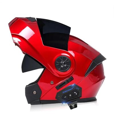 Frcychri Modulaire Bluetooth-motorhelm, ECE/DOT-goedgekeurd, opvouwbare helm voor volledig gezicht, helm voor cruisers en bromfietsen, uniseks helm zonneklep J, XL Frcychri Modulaire Bluetooth-motorhelm, ECE/DOT-goedgekeurd, opvouwbare helm voor volledig gezicht, helm voor cruisers en bromfietsen, uniseks helm zonneklep J, XL