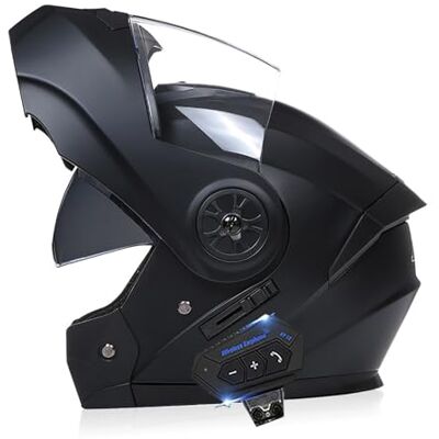 Frcychri Motorhelm met Bluetooth-module, ECE/DOT-goedgekeurd, integraalhelm voor, integraalhelm voor cruisers en bromfietsen, uniseks helm zonneklep E, L Frcychri Motorhelm met Bluetooth-module, ECE/DOT-goedgekeurd, integraalhelm voor, integraalhelm voor cruisers en bromfietsen, uniseks helm zonneklep E, L