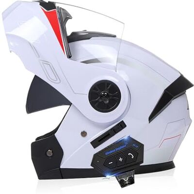 Frcychri Modulaire Bluetooth-motorhelm, ECE/DOT-goedgekeurd, opvouwbare helm voor volledig gezicht, helm voor cruisers en bromfietsen, uniseks, Y-zonneklep, groot Frcychri Modulaire Bluetooth-motorhelm, ECE/DOT-goedgekeurd, opvouwbare helm voor volledig gezicht, helm voor cruisers en bromfietsen, uniseks, Y-zonneklep, groot